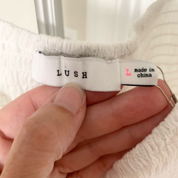 Lush Long Sleeve Smocked Tie Front Crop Top - Picture 9 of 14